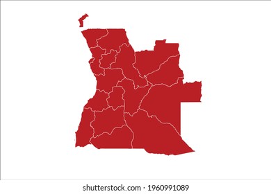 Angola Map Red Color on White Backgound