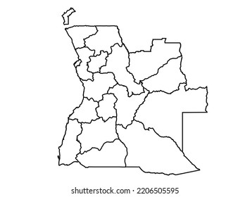 Angola Map shadow in minimal line outline thin shape isolated vector illustration