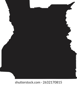 Estilo del Vector de la silueta del mapa de Angola con el fondo blanco
