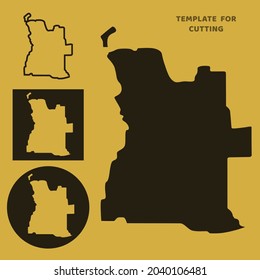 Angola map Template for laser cutting, wood carving, paper cut. Silhouettes for cutting. Angola map vector stencil.