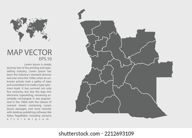 Mapa angoleño vector, Abstract diseño ilustración vectorial Eps 10. Alto detalle sobre fondo blanco.