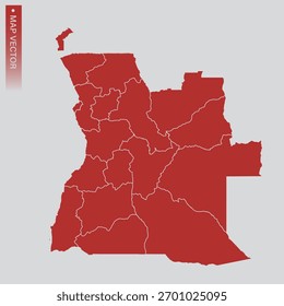 Angola map vector, Abstract design vector illustration Eps 10. indigo red color.High Detailed on white background.