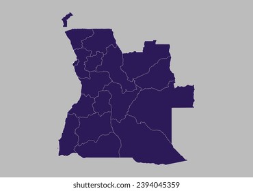 Angola map vector, Blue purple color isolated on gray background.