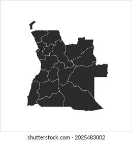Angola map vector, dark color.isolated on transparent background. 