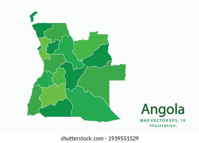 Angola Map Vector Eps10 Green Color Stock Vector (Royalty Free) 1939551529