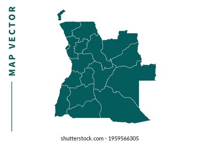 Angola map vector. green color on white background.