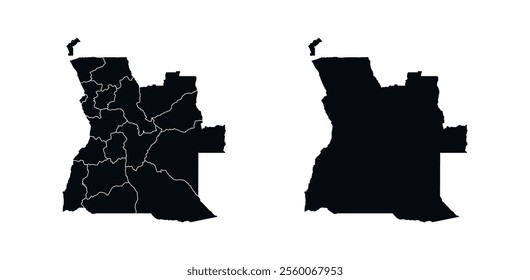 Angola Map vector icon. Map of Angola Black Silhouette.