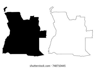 Angola map vector illustration, scribble sketch Angola 