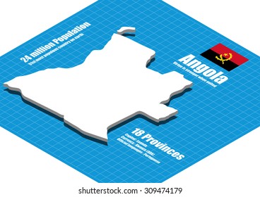 Angola map vector three dimensional