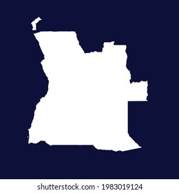 Angola map vector. white color on blue background.