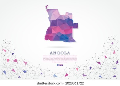 Angola map - World Map International vector template with polygon pink color gradient isolated on white background for education, website, banner, infographic - Vector illustration eps 10