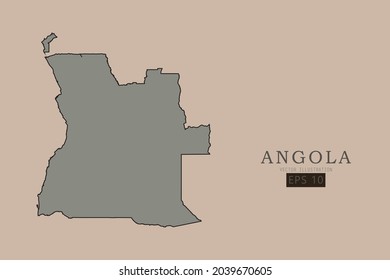 Mapa de Angola - Mapa Mundial Plantilla vectorial internacional con estilo clásico antiguo y color gris en el mapa aislado en fondo marrón - Ilustración vectorial eps 10 