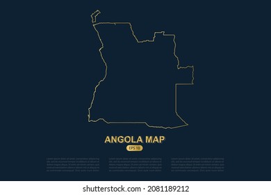 Angola Map - World Map International vector template with thin gold outline graphic sketch style isolated on dark background for card design, poster, banner - Vector illustration eps 10
