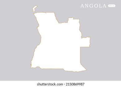 Mapa de Angola - Mapa Mundial Plantilla vectorial internacional con color blanco y diseño gráfico de contorno de oro fino aislado en fondo gris para infografía - Ilustraciones vectoriales 10