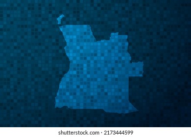Angola Map - World Map international vector template with technology style isolated on blue pixel background for education, design, website, infographic - Vector illustration eps 10