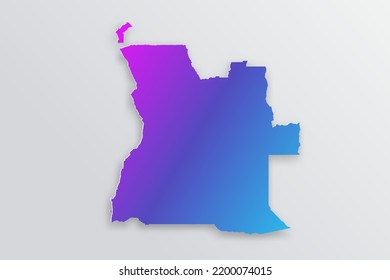 Angola Map - World map International vector template with 3D, paper style including shadow and Gradient blue, purple color on grey background for design, infographic - Vector illustration eps 10