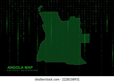 Angola Map - World Map International vector template with Matrix green binary computer code background including light for design, website, hacker concept - Vector illustration eps 10
