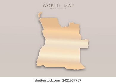 Angola Map - World map International vector template with 3D, gold luxury design including shadow on bright background for design, education, website, infographic - Vector illustration eps 10