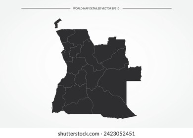 Angola Map - World Map International vector template with High detailed with black and white outline color isolated on white background - Vector illustration eps 10
