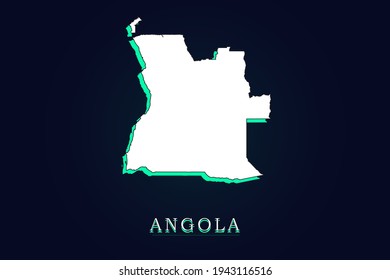 Angola Map - World map vector template with green and white  color gradient isolated on dark background - Vector illustration eps 10