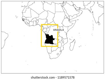 Angola map yellow frame geography national
