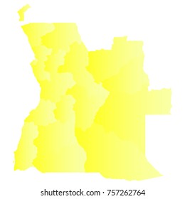 angola map - yellow geometric rumpled triangular style gradient graphic background . Vector illustration eps 10.