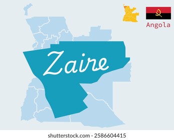 Angola map.A province of Angola zaire.Angola flag .Africa .map.art abd illustrator.in background .vector design 