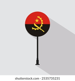 Angola National Circle Sign Flag Vector Illustration