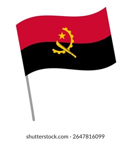 Bandeira nacional de Angola flutua com mastro
