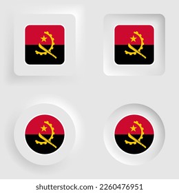 Juego de etiquetas y gráficos neumórficos de Angola. Elemento de impacto para el uso que desea hacer de él.