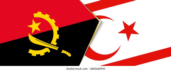 Angola and Northern Cyprus flags, two vector flag symbols of relationship or confrontation.