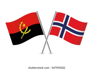 Angola and Norway flags. Vector illustration.