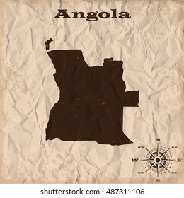 Angola old map with grunge and crumpled paper. Vector illustration