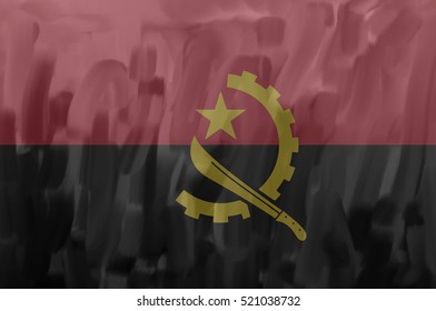 Angola painted / drawn vector flag. Dramatic, unusual look. Vector file contains flag and texture layers