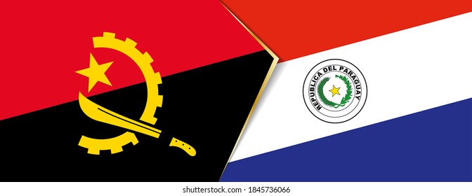 Angola und Paraguay Flaggen, zwei Vektorflaggen Symbole der Beziehung oder Konfrontation.