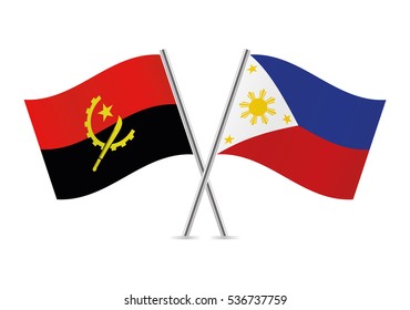 Angola and Philippine flags. Vector illustration.
