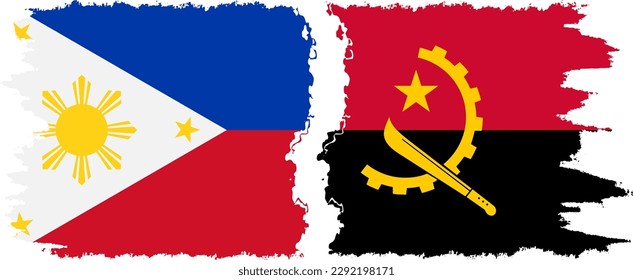 Angola and Philippines grunge flags connection, vector