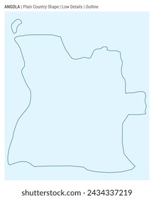 Angola plain country map. Low Details. Outline style. Shape of Angola. Vector illustration.