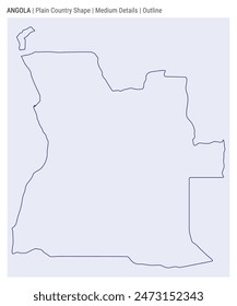 Angola plain country map. Medium Details. Outline style. Shape of Angola. Vector illustration.