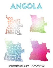 Angola polygonal map in a mosaic style with bright abstract tessellation, geometric, and low poly modern design for infographics or presentations.