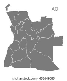 Angola provinces Map grey