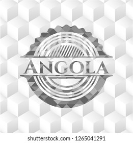 Angola realistic grey emblem with cube white background