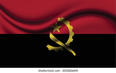 Angola Realistic waving Flag Design. Vector illustration. It will be used for background, texture or banner.
