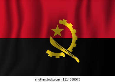 Angola realistic waving flag vector illustration. National country background symbol. Independence day.