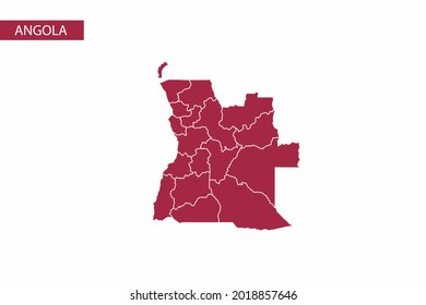 Angola rote Karte detaillierte Vektorgrafik.