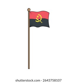 Angola, æŋˈɡoʊlə, ɐ̃ˈɡɔlɐ, Republic of Angola, Ngola, República de Angola, Repubilika ya Ngola flag with pole. made in indonesia, west java, cirebon'