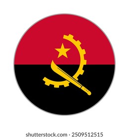 Angola Round flag vector icon isolated, Angola flag button