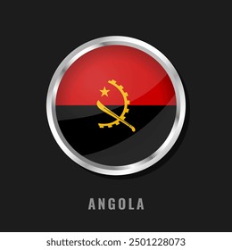 Angola round framed national flag. Circular glossy flag of Angola.