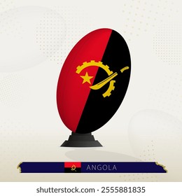 Angola Rugby Ball on Rugby Kicking Tees with Modern Design. Illustration perfect for sports, national pride, and rugby-related projects.