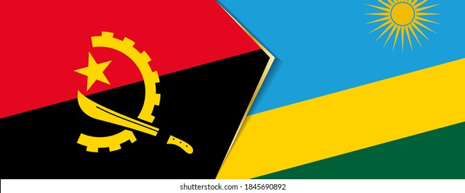 Angola and Rwanda flags, two vector flag symbols of relationship or confrontation.